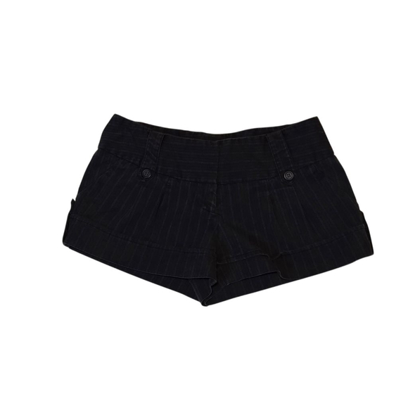TRACY EVANS LIMITED Pants - TRACY EVANS LIMITED Black Pinstripe‎ Shorts Juniors 1